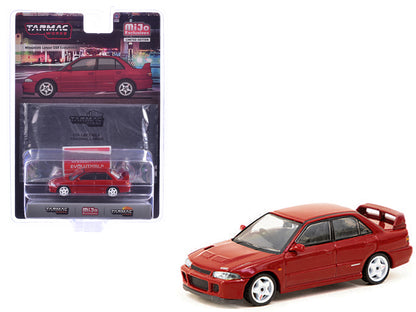 Mitsubishi Lancer GSR Evolution II RHD (Right Hand Drive) Red with Tarmac Cards "Global64" Series 1/64 Diecast Model by Tarmac Works
