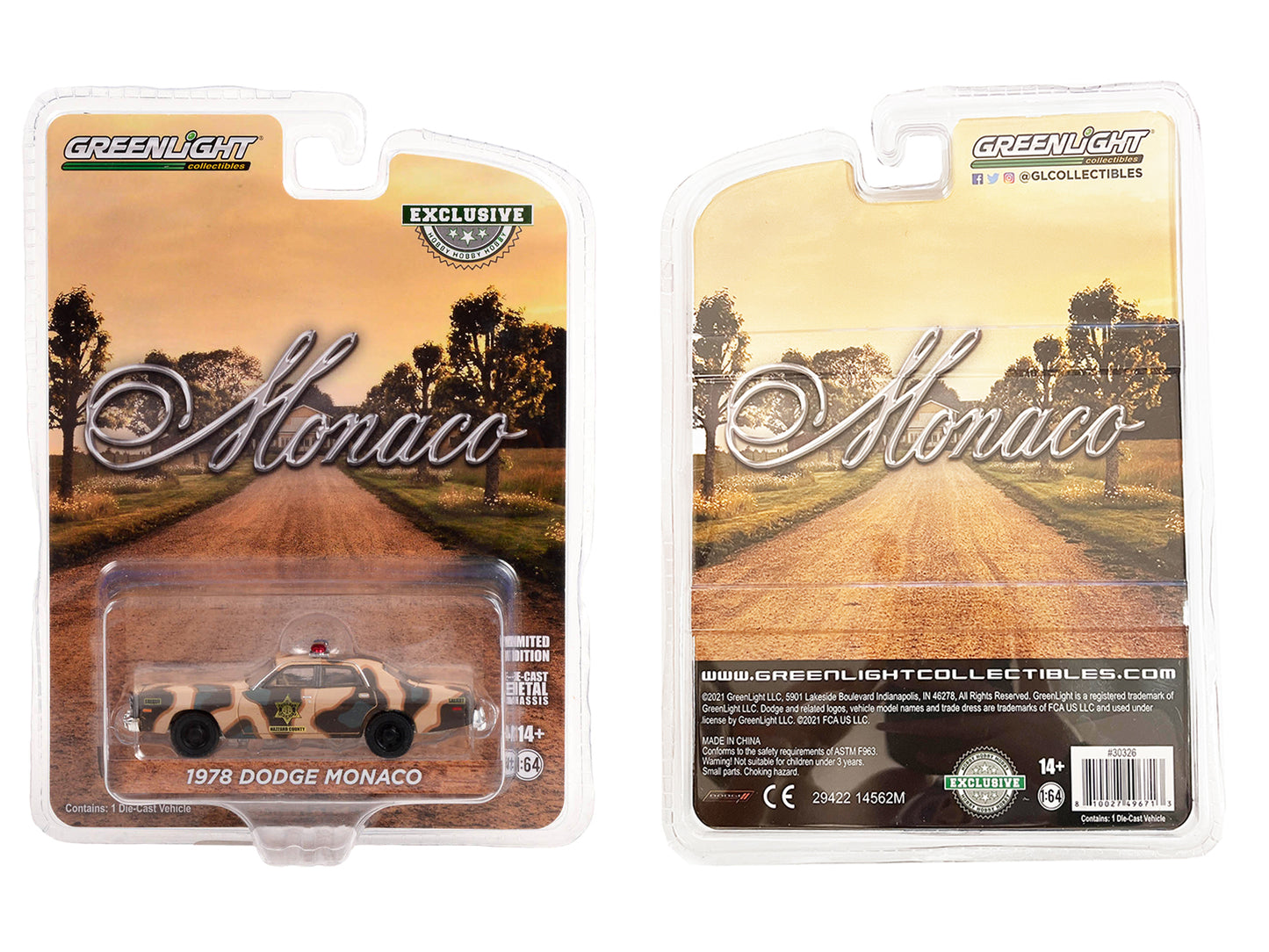 1978 Dodge Monaco Brown Camouflage "Hazzard County Sheriff" "Hobby Exclusive" Series 1/64 Diecast Model Car by Greenlight