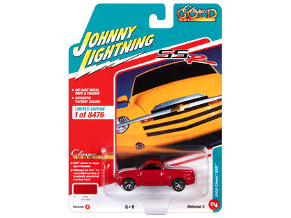 2005 Chevrolet SSR Pickup Truck Torch Red with White Stripes "Classic Gold Collection" Series Limited Edition to 8476 pieces Worldwide 1/64 Diecast Model Car by Johnny Lightning