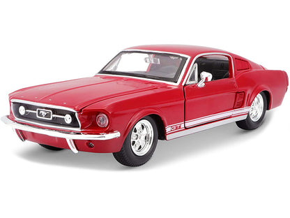 1967 Ford Mustang GT Red with White Stripes 1/24 Diecast Model Car by Maisto