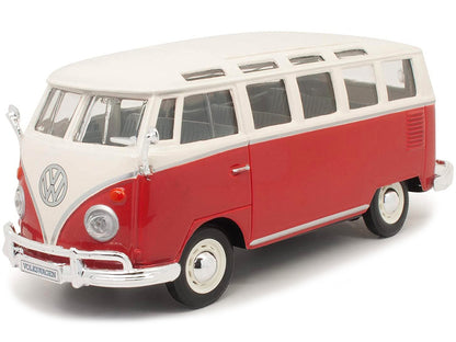 Volkswagen Van Samba Bus Red and White 1/25 Diecast Model by Maisto