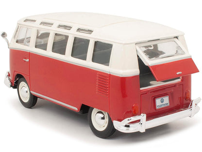 Volkswagen Van Samba Bus Red and White 1/25 Diecast Model by Maisto