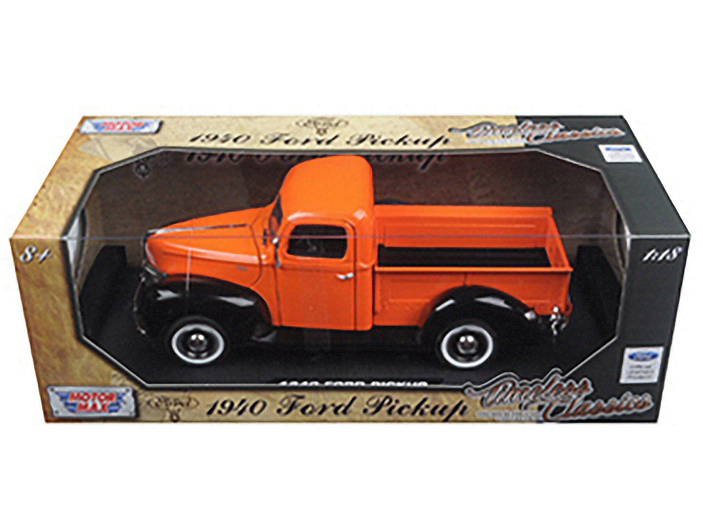 1940 Ford Pickup Truck Orange "Timeless Classics" 1/18 Diecast Model Car by Motormax