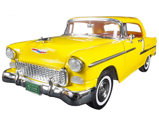 1955 Chevrolet Bel Air Convertible Soft Top Yellow "Timeless Classics" 1/18 Diecast Model Car by Motormax