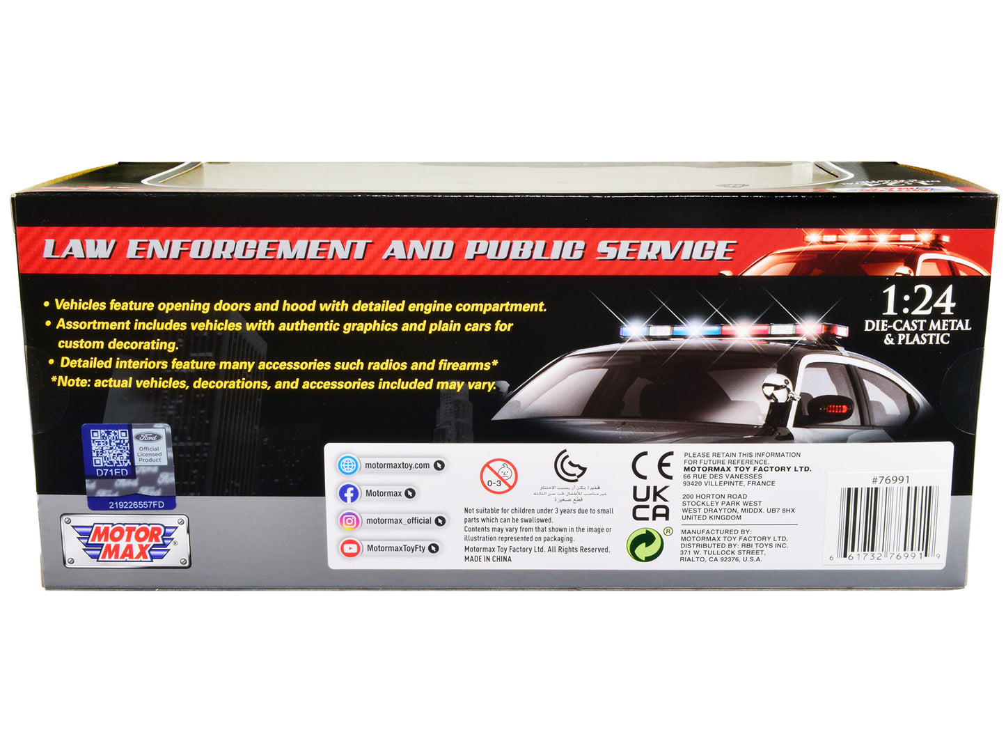 2022 Ford Police Interceptor Utility "RCMP (Royal Canadian Mounted Police)" White 1/24 Diecast Model Car by Motormax